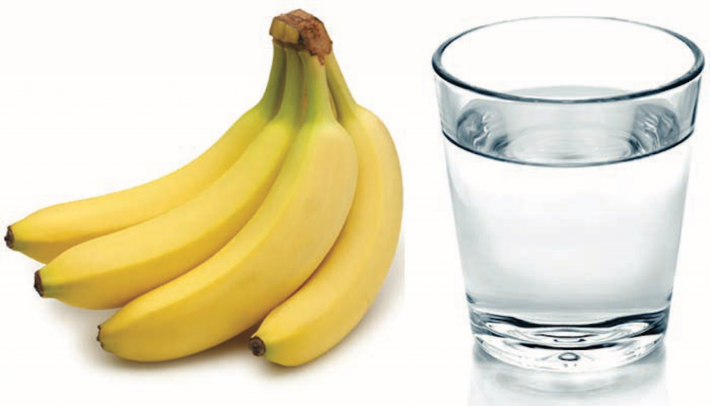 glass warm water banana