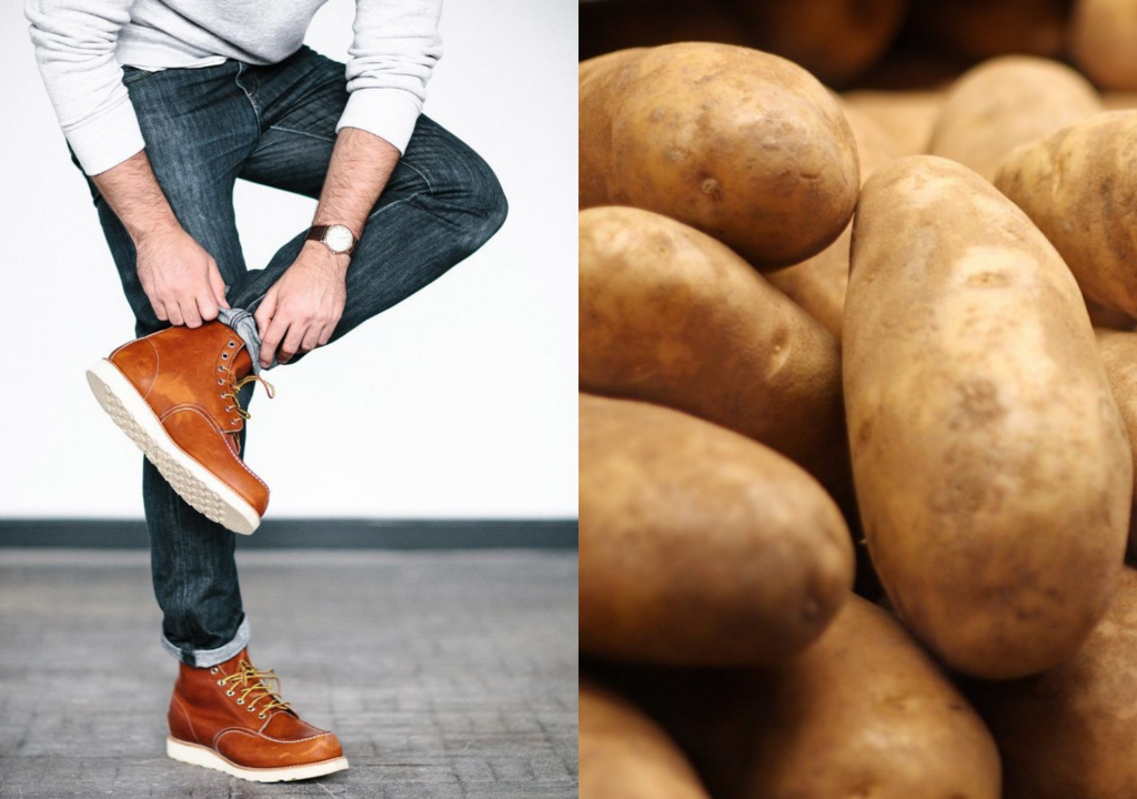 potatoes in shoes